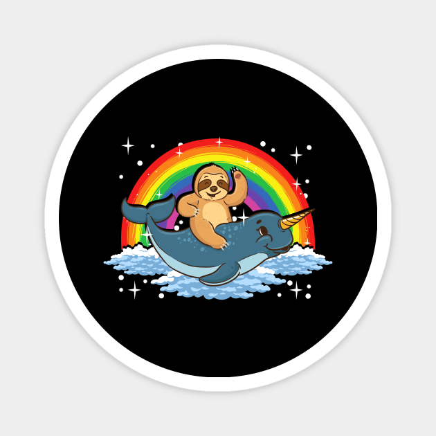 Sloth Riding Narwhal Adorable Unicorn Of The Sea Magnet by theperfectpresents